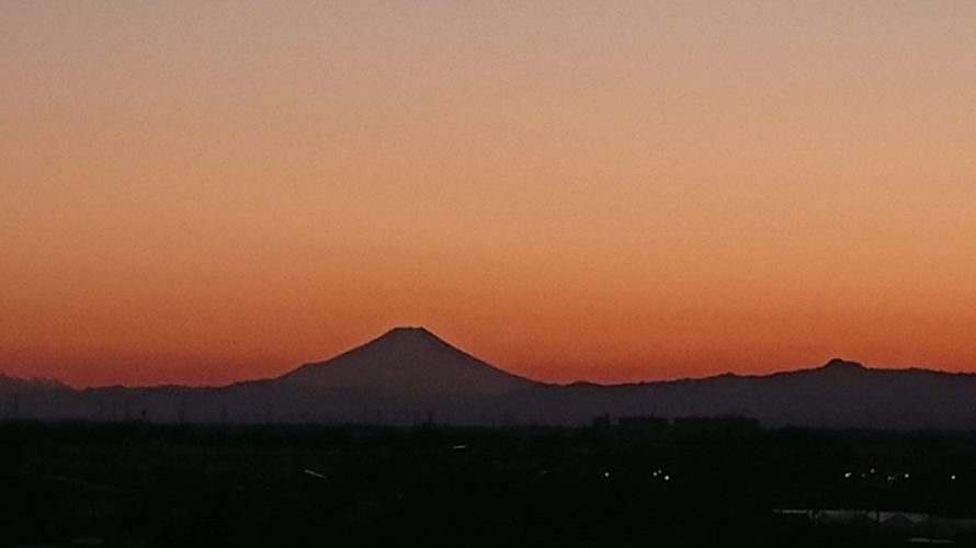 富士山と夕日